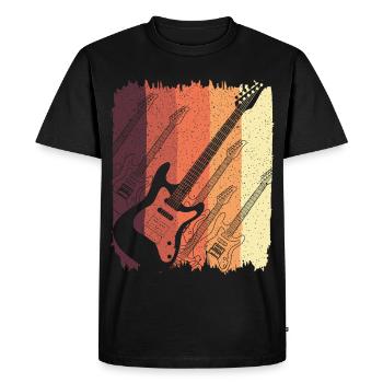 Guitare électrique rétro Sunset Stripes - T-shirt Premium bio Homme - noir - Devant - Nico (187cm)