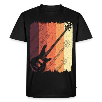 Retro Guitar Sunset Stripes - Men's Premium Organic T-Shirt - black - Front - Nico (187cm)