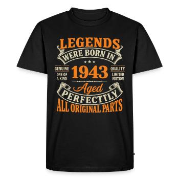 Légendes nées en 1943 – Âgé Parfait - T-shirt Premium bio Homme - noir - Devant - Nico (187cm)