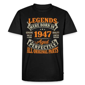 Legends 1947, Aged Perfectly - Men's Premium Organic T-Shirt - black - Front - Nico (187cm)