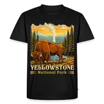 Yellowstone National Park Buffalo Camping - Men's Premium Organic T-Shirt - black - Front - Nico (187cm)