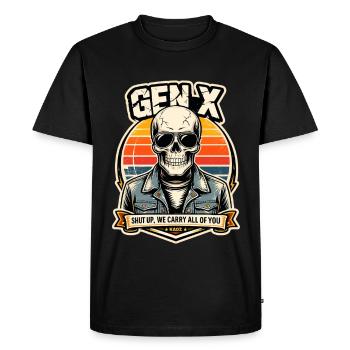 Skull Sunset Denim Rider - Men's Premium Organic T-Shirt - black - Front - Nico (187cm)