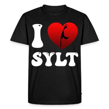 Vacances en mer du Nord J’ADORE SYLT Drôle - T-shirt Premium bio Homme - noir - Devant - Nico (187cm)