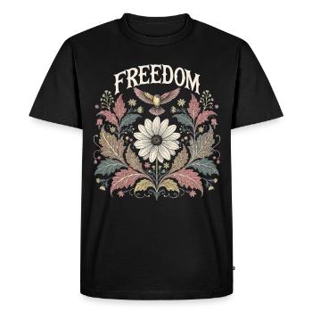 Tenue du Festival des Oiseaux Floraux de la Liberté - T-shirt Premium bio Homme - noir - Devant - Nico (187cm)