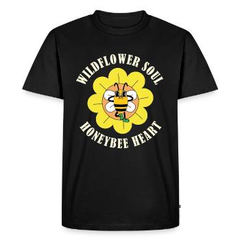 Cœur d’abeille âme de fleurs sauvages – Nature rétro - T-shirt Premium bio Homme - noir - Devant - Nico (187cm)