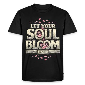 Cherry Blossom Sakura Cherry Blossom Your Soul Bloom - Men's Premium Organic T-Shirt - black - Front - Nico (187cm)