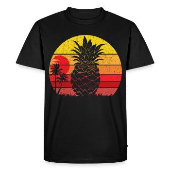 Summer Pineapple Vintage Beach Sunset - Men's Premium Organic T-Shirt - black - Front - Nico (187cm)