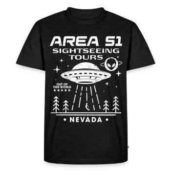 Area 51 Besichtigungstouren - Männer Premium Bio T-Shirt - Schwarz - Vorne - Nico (187cm)