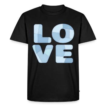 Patchwork Blue Love Motif for Kids & Babies - Men's Premium Organic T-Shirt - black - Front - Nico (187cm)