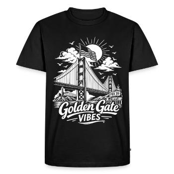 Golden Gate Vibes San Francisco Skyline Landmark - Men's Premium Organic T-Shirt - black - Front - Nico (187cm)