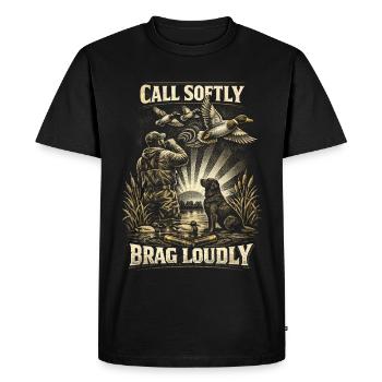 Cri de chasse aux canards se vante doucement bruyamment - T-shirt Premium bio Homme - noir - Devant - Nico (187cm)