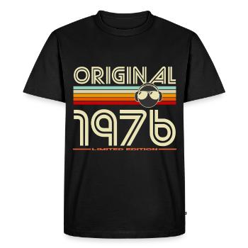 Original 1976 Retro Headphones - Men's Premium Organic T-Shirt - black - Front - Nico (187cm)