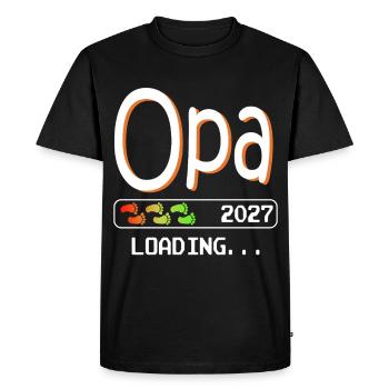 Futur grand-père en 2027 qui embarque son futur grand-père - T-shirt Premium bio Homme - noir - Devant - Nico (187cm)