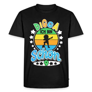 9th Birthday Football - Men's Premium Organic T-Shirt - black - Front - Nico (187cm)