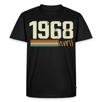 Né en avril 1968 - T-shirt Premium bio Homme - noir - Devant - Nico (187cm)
