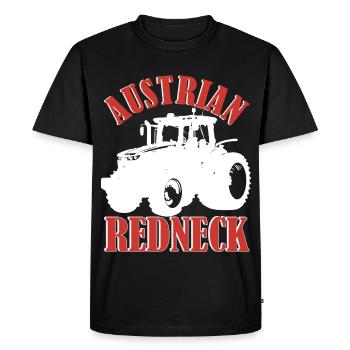Austrian Redneck – Alpine style with tractor and beer - Men's Premium Organic T-Shirt - black - Front - Nico (187cm)