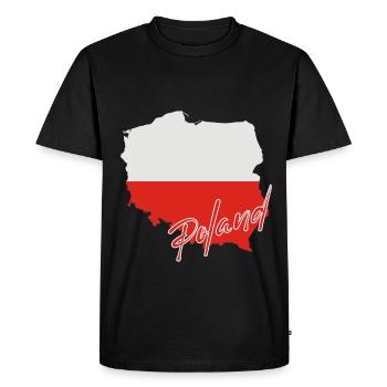 Carte du drapeau de la Pologne, j’adore la Pologne - T-shirt Premium bio Homme - noir - Devant - Nico (187cm)