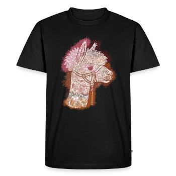Zentangle Alpaca - Men's Premium Organic T-Shirt - black - Front - Nico (187cm)