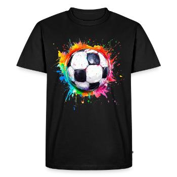 Ballon de football aquarelle - T-shirt Premium bio Homme - noir - Devant - Nico (187cm)