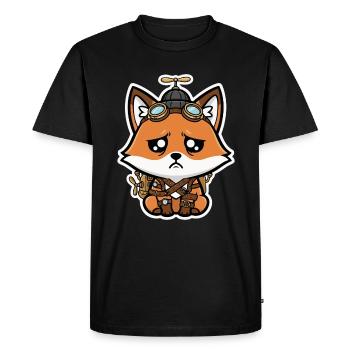 Little Fox Aviator Steampunk Sad Propeller - Men's Premium Organic T-Shirt - black - Front - Nico (187cm)