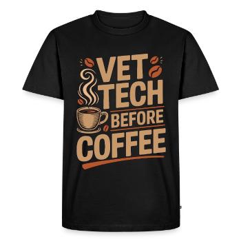 Vet Tech Before Coffee Pet Care Tech Coffee Lover - Men's Premium Organic T-Shirt - black - Front - Nico (187cm)