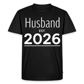 Mari marié 2026 - T-shirt Premium bio Homme - noir - Devant - Nico (187cm)