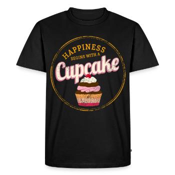 Cupcake Dessert Cook Vintage Cake Retro Design - Men's Premium Organic T-Shirt - black - Front - Nico (187cm)