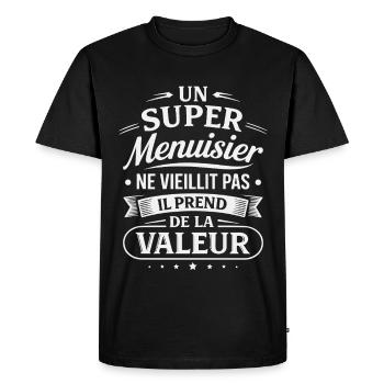 Un Super Menuisier Ne Vieillit Pas Cadeau Artisan - T-shirt Premium bio Homme - noir - Devant - Nico (187cm)
