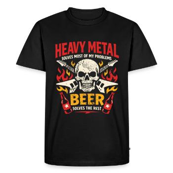 Heavy Metal résout mes problèmes - Bier Spruch - T-shirt Premium bio Homme - noir - Devant - Nico (187cm)