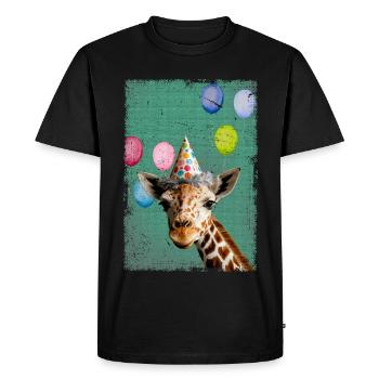 Animals Zoo Party Jungle Zoo Birthday Giraffe - Men's Premium Organic T-Shirt - black - Front - Nico (187cm)