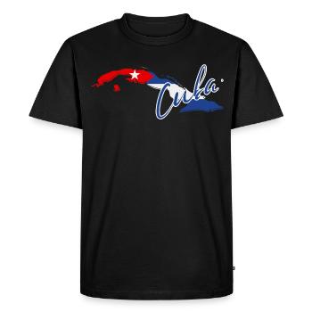 Map with the flag of Cuba, I love Cuba - Men's Premium Organic T-Shirt - black - Front - Nico (187cm)