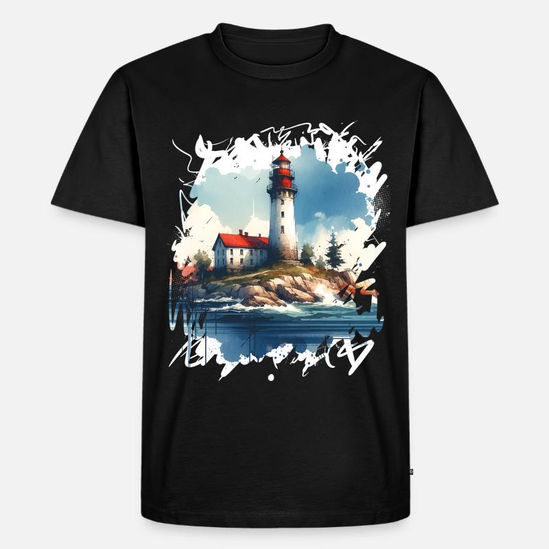 Leuchtturm - Männer Premium Bio T-Shirt - Schwarz