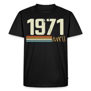 Né en avril 1971 - T-shirt Premium bio Homme - noir - Devant - Nico (187cm)