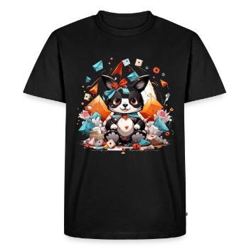 Kawaii Origami Panda in the Glittering Sea - Men's Premium Organic T-Shirt - black - Front - Nico (187cm)