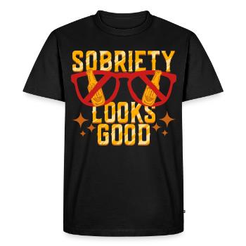 La sobriété antialcoolique abstinente est bonne - T-shirt Premium bio Homme - noir - Devant - Nico (187cm)