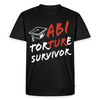 Abi Torture Survivor - Es war eine Folter - Men's Premium Organic T-Shirt - black - Front - Nico (187cm)