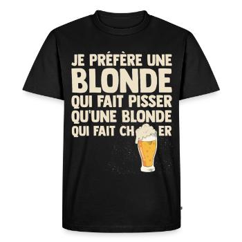 Humour Blonde Bière Beauf Apéro Bistrot Drôle bbq - T-shirt Premium bio Homme - noir - Devant - Nico (187cm)