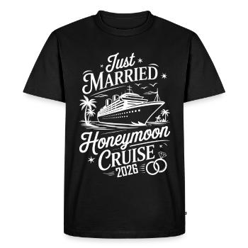 Just Married Honeymoon Cruise For Couples 2026  - Men's Premium Organic T-Shirt - black - Front - Nico (187cm)