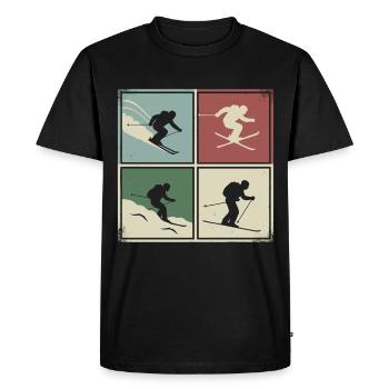 Skiing Retro Vintage Ski - Men's Premium Organic T-Shirt - black - Front - Nico (187cm)
