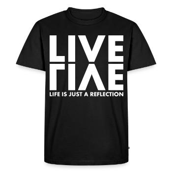 LIVE EVIL Jeu de mots Minimaliste Humour Design - T-shirt Premium bio Homme - noir - Devant - Nico (187cm)