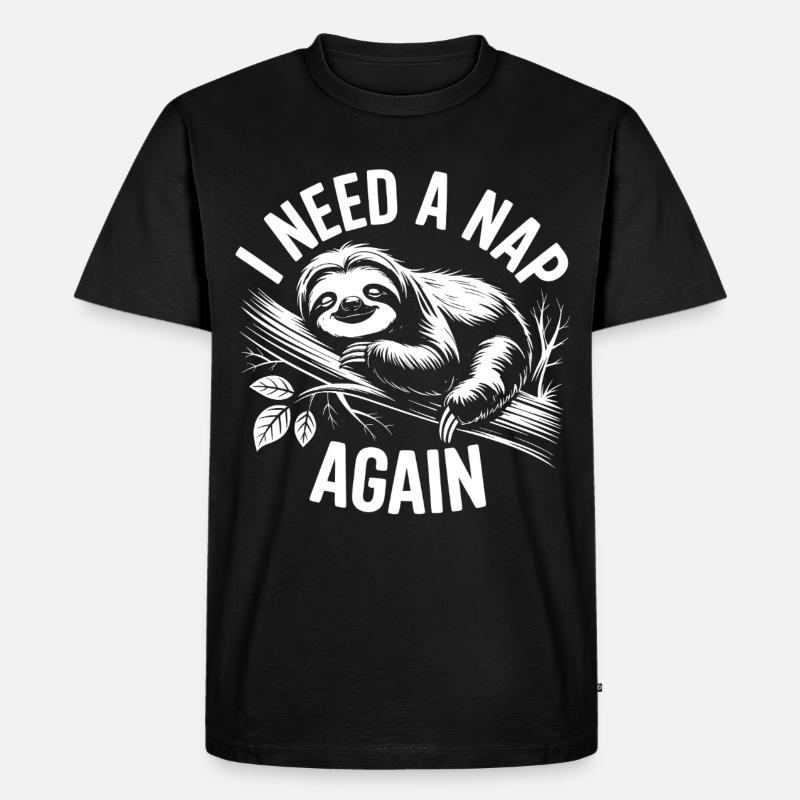 Faultier Schlafmodus am Ast - Männer Premium Bio T-Shirt - Schwarz
