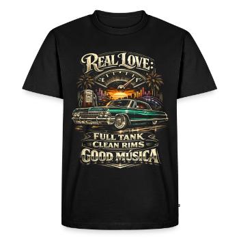 Lowrider Auto Full Tank Clean Rims Good Musica - Men's Premium Organic T-Shirt - black - Front - Nico (187cm)