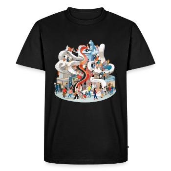 Toboggan coloré à plusieurs sticks rempli de gens - T-shirt Premium bio Homme - noir - Devant - Nico (187cm)