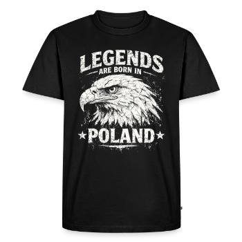 Légende polonaise : Aigle blanc – Orgueil & Tradition - T-shirt Premium bio Homme - noir - Devant - Nico (187cm)