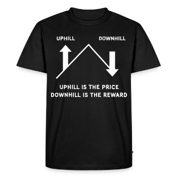 Gravity MTB : la montée est le prix, la récompense de la descente - T-shirt Premium bio Homme - noir - Devant - Nico (187cm)