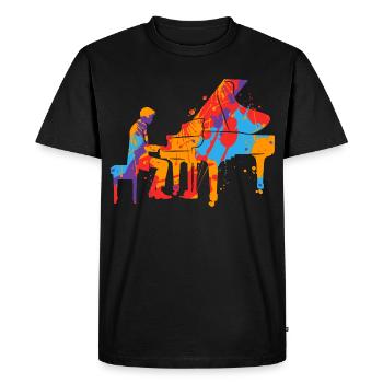 Piano Pianiste coloré Garçons Hommes Enfants Piano - T-shirt Premium bio Homme - noir - Devant - Nico (187cm)