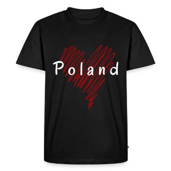 J'aime la Pologne, mon cœur est en Pologne - T-shirt Premium bio Homme - noir - Devant - Nico (187cm)