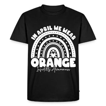 In April We Wear Orange IVF Infertility Awareness - Men's Premium Organic T-Shirt - black - Front - Nico (187cm)