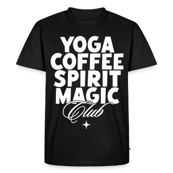 Club de Magie des Esprits du Café Yoga - T-shirt Premium bio Homme - noir - Devant - Nico (187cm)