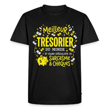 Humour Métier Meilleur Trésorier - T-shirt Premium bio Homme - noir - Devant - Nico (187cm)